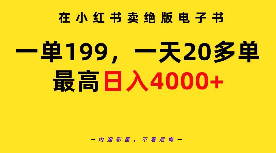 (9401期)在小红书卖绝版电子书，一单199 一天最多搞20多单，最高日入4000+教程+资料-梦凌网创
