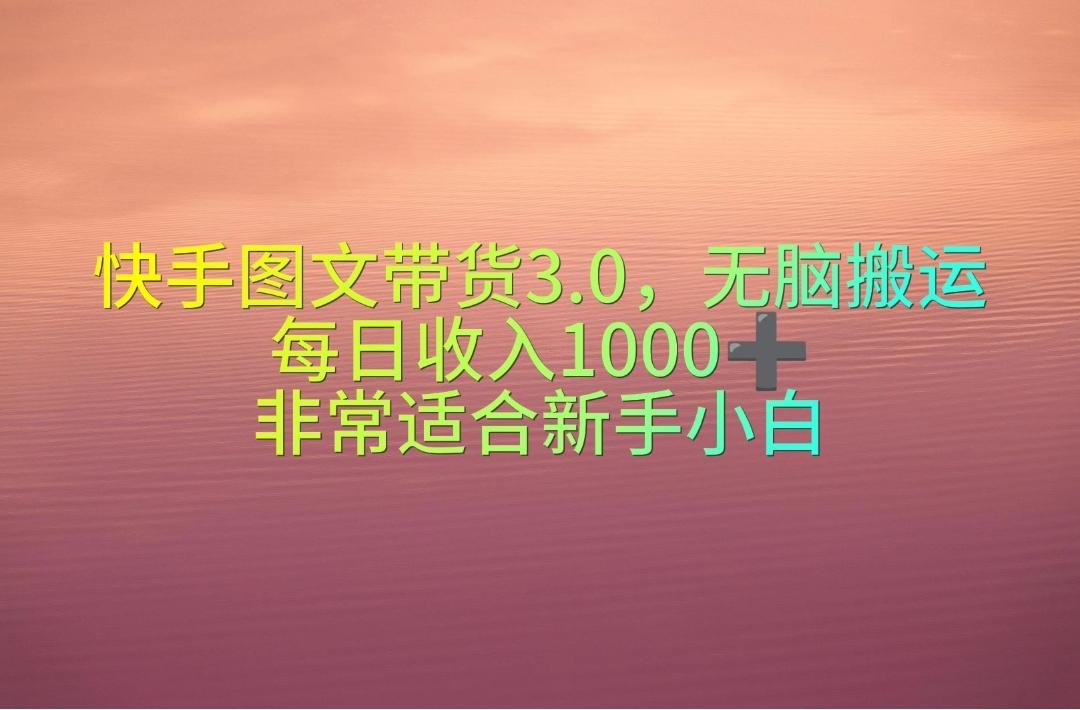 快手图文带货3.0，无脑搬运，每日收入1000＋，非常适合新手小白-梦凌网创