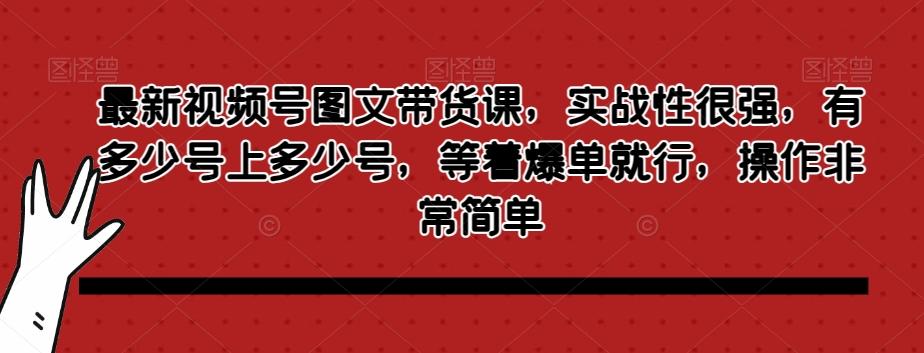 最新视频号图文带货课，实战性很强，有多少号上多少号，等着爆单就行，操作非常简单-梦凌网创