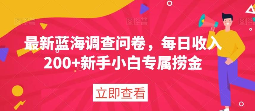 最新蓝海调查问卷，每日收入200+新手小白专属捞金-梦凌网创