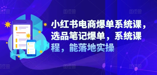 小红书电商爆单系统课，选品笔记爆单，系统课程，能落地实操-梦凌网创