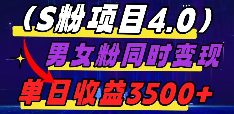 S粉项目4.0，男女粉通吃，男女粉同时变现，单日收益3500+-梦凌网创