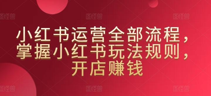 小红书运营全部流程，掌握小红书玩法规则，开店赚钱-梦凌网创