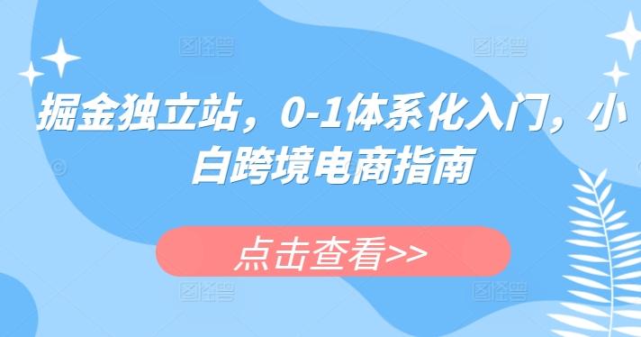掘金独立站，0-1体系化入门，小白跨境电商指南-薪火元第一资源库