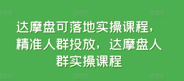 达摩盘可落地实操课程，精准人群投放，达摩盘人群实操课程-梦凌网创