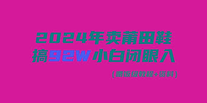 (9329期)2024年卖莆田鞋，搞了92W，小白闭眼操作！-梦凌网创