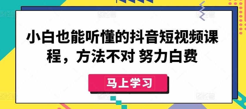 小白也能听懂的抖音短视频课程，方法不对 努力白费-梦凌网创