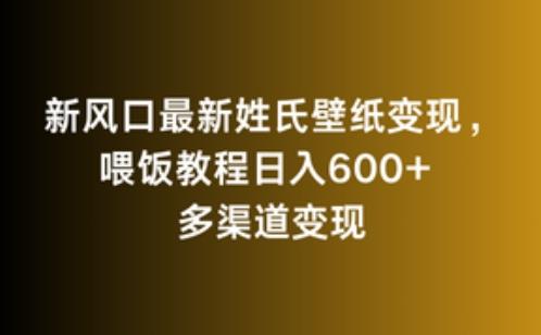 新风口最新姓氏壁纸变现，喂饭教程日入600+【揭秘】-薪火元第一资源库