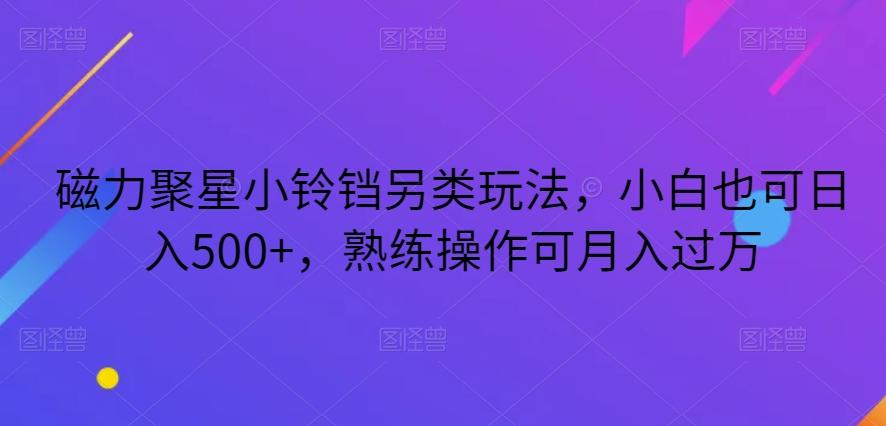 磁力聚星小铃铛另类玩法，小白也可日入500+，熟练操作可月入过万-薪火元第一资源库