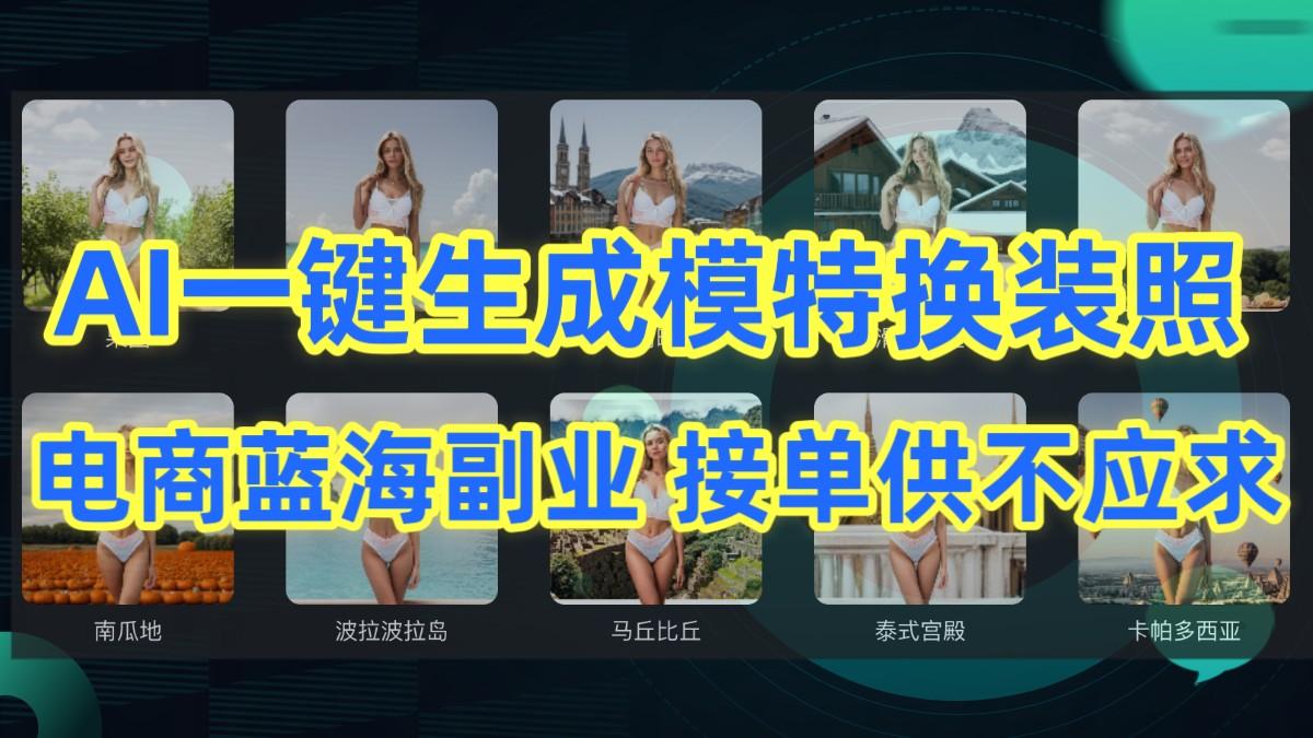 AI制作一键生成模特换装照，电商蓝海副业，接单供不应求-梦凌网创