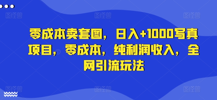 零成本卖套图，日入+1000写真项目，零成本，纯利润收入，全网引流玩法-梦凌网创