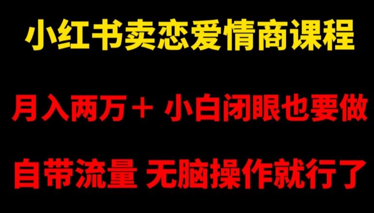 小红书卖恋爱情商课程，月入两万＋，小白闭眼也要做，自带流量，无脑操作就行了【揭秘】-梦凌网创
