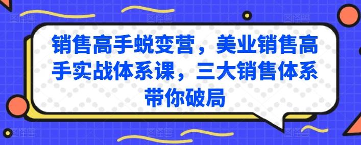 销售高手蜕变营，美业销售高手实战体系课，三大销售体系带你破局-薪火元第一资源库