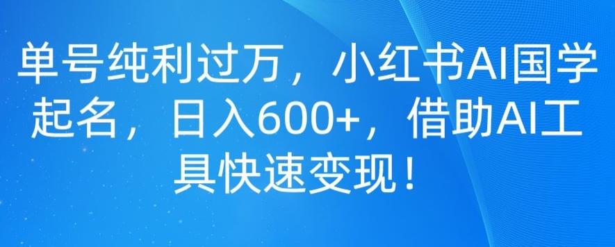 单号纯利过万，小红书AI国学起名，日入600+，借助AI工具快速变现-梦凌网创