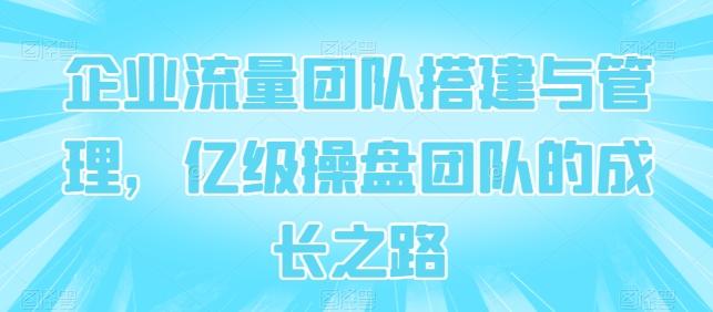 企业流量团队搭建与管理，亿级操盘团队的成长之路-薪火元第一资源库