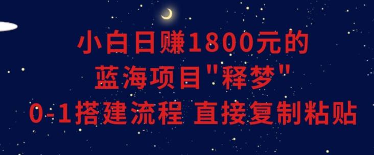 小白能日赚1800元的蓝海项目”释梦”0-1搭建流程可直接复制粘贴长期做【揭秘】-梦凌网创