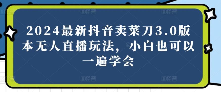 2024最新抖音卖菜刀3.0版本无人直播玩法，小白也可以一遍学会【揭秘】-梦凌网创