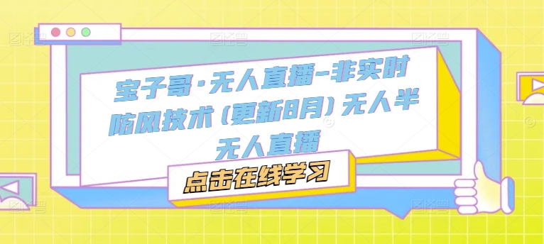 宝子哥·无人直播-非实时防风技术(更新8月)无人半无人直播-梦凌网创