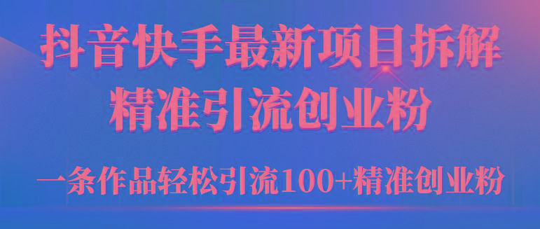 (9447期)2024年抖音快手最新项目拆解视频引流创业粉，一天轻松引流精准创业粉100+-梦凌网创
