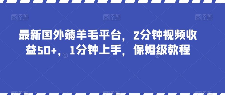 最新国外薅羊毛平台，2分钟视频收益50+，1分钟上手，保姆级教程【揭秘】-梦凌网创