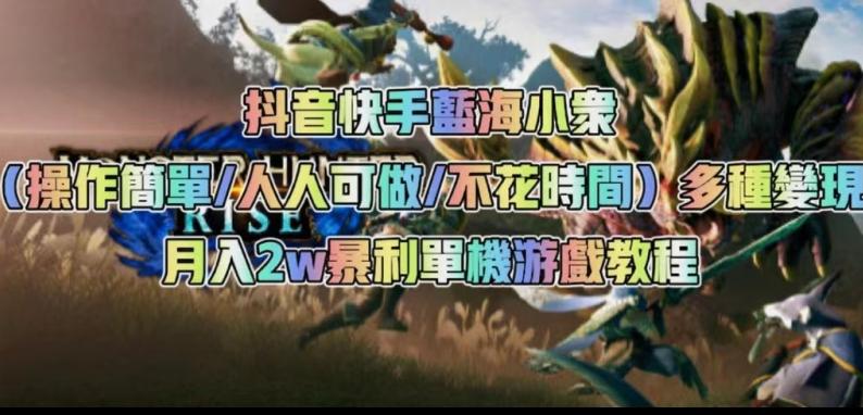 抖音快手蓝海小众（操作简单人人可做不花时间）多种变现月入2w＋暴利单机游戏教程-梦凌网创
