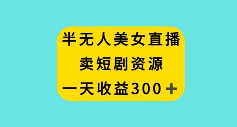 半无人美女直播，卖短剧资源，一天收益300+【揭秘】-梦凌网创