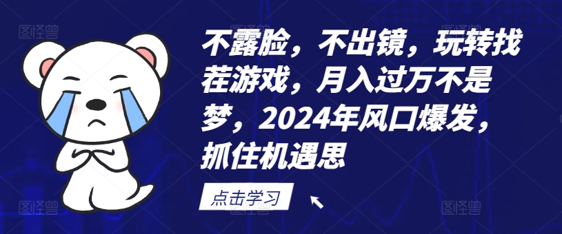不露脸，不出镜，玩转找茬游戏，月入过万不是梦，2024年风口爆发，抓住机遇【揭秘】-梦凌网创