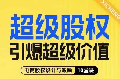 超级股权引爆超级价值，电商股权设计与激励10堂线上课-梦凌网创