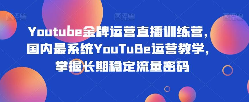 Youtube金牌运营直播训练营，国内最系统YouTuBe运营教学，掌握长期稳定流量密码-梦凌网创