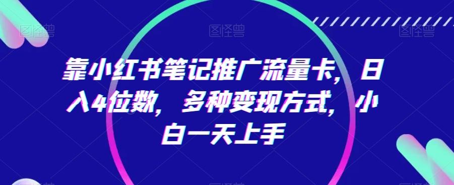 靠小红书笔记推广流量卡，日入4位数，多种变现方式，小白一天上手-梦凌网创