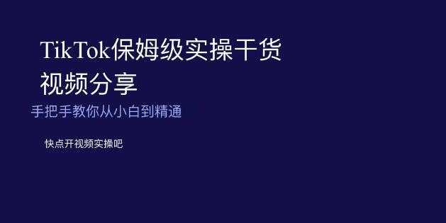 TikTok保姆级实操干货视频分享，手把手教你从小白到精通-梦凌网创