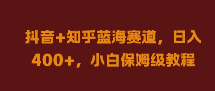 抖音+知乎蓝海赛道，日入几张，小白保姆级教程【揭秘】-梦凌网创