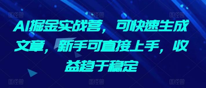 AI掘金实战营，可快速生成文章，新手可直接上手，收益趋于稳定-梦凌网创
