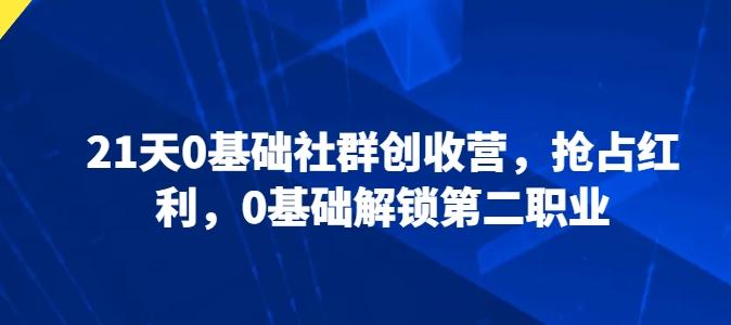 21天0基础社群创收营，抢占红利，0基础解锁第二职业-梦凌网创