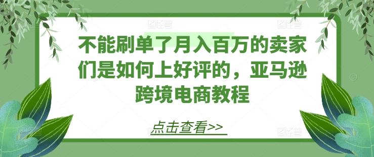 不能刷单了月入百万的卖家们是如何上好评的，亚马逊跨境电商教程-梦凌网创