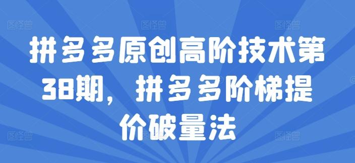 拼多多原创高阶技术第38期，拼多多阶梯提价破量法-梦凌网创