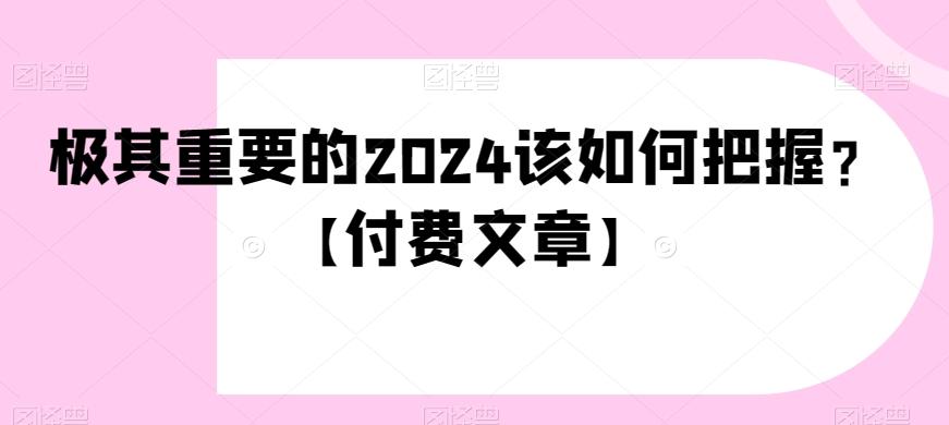 极其重要的2024该如何把握？【付费文章】-梦凌网创