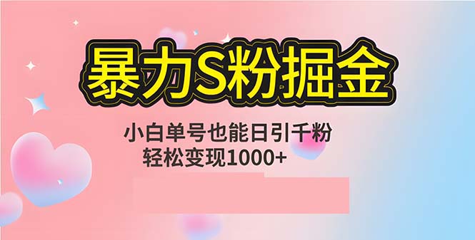 单人单机日引千粉，变现1000+，S粉流量掘金计划攻略-梦凌网创