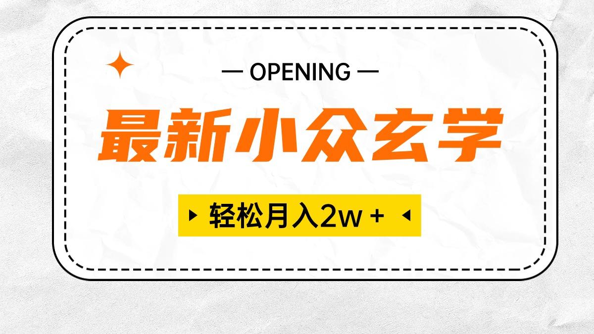 最新小众玄学项目，保底月入2W＋ 无门槛高利润，小白也能轻松掌握-梦凌网创
