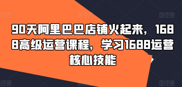 90天阿里巴巴店铺火起来，1688高级运营课程，学习1688运营核心技能-梦凌网创