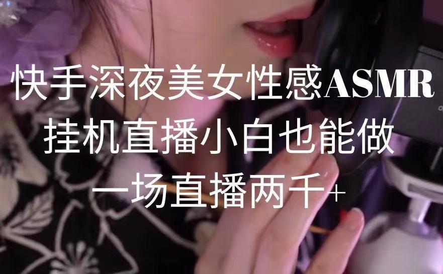 快手深夜美女性感ASMR挂机直播，小白也能做，一场直播两千+-梦凌网创