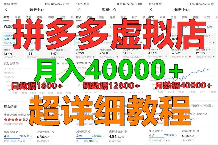 拼多多虚拟电商训练营月入40000+，全网最详细，你做你也行，暴利稳定长久-梦凌网创