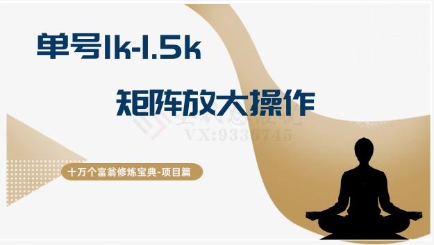十万个富翁修炼宝典15.单号1k-1.5k，矩阵放大操作-梦凌网创