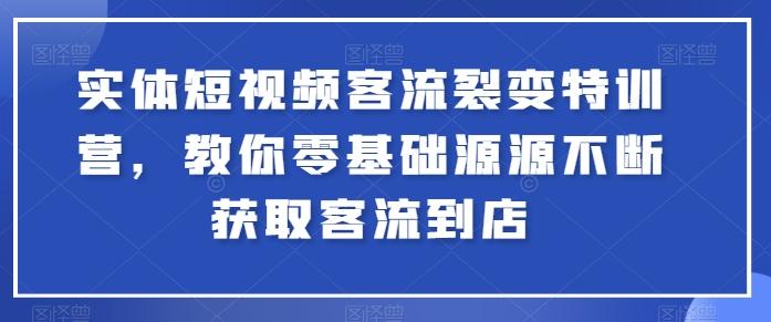 实体短视频客流裂变特训营，教你零基础源源不断获取客流到店-梦凌网创