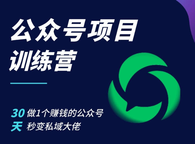 公众号项目训练营，30天做1个赚钱的公众号，秒变私域大佬-梦凌网创