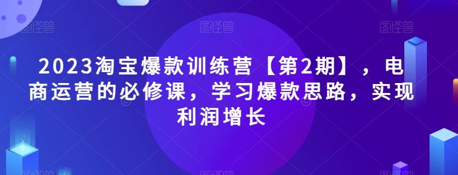 2023淘宝爆款训练营【第2期】，电商运营的必修课，学习爆款思路，实现利润增长-梦凌网创