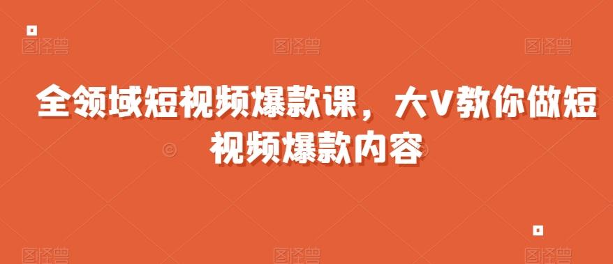 全领域短视频爆款课，全网两千万粉丝大V教你做短视频爆款内容-梦凌网创