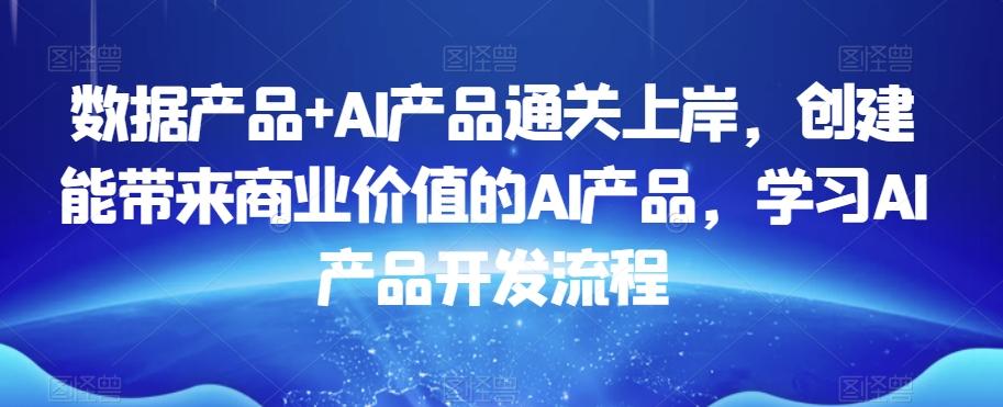 数据产品+AI产品通关上岸，创建能带来商业价值的AI产品，学习AI产品开发流程-梦凌网创