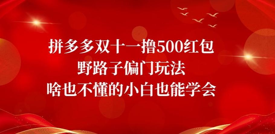 拼多多双十一撸500红包野路子偏门玩法，啥也不懂的小白也能学会【揭秘】-梦凌网创