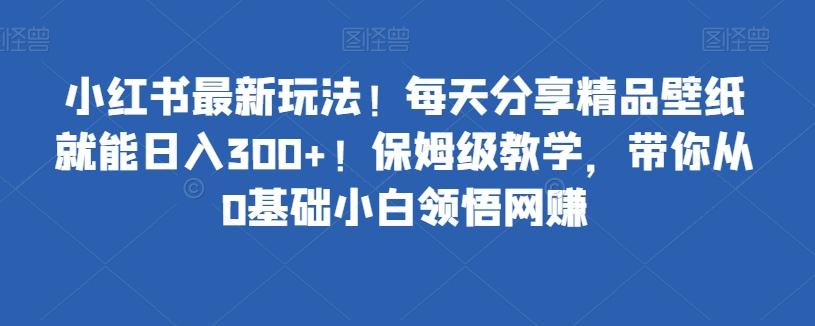 小红书最新玩法！每天分享精品壁纸就能日入300+！保姆级教学，带你从0基础小白领悟网赚-梦凌网创